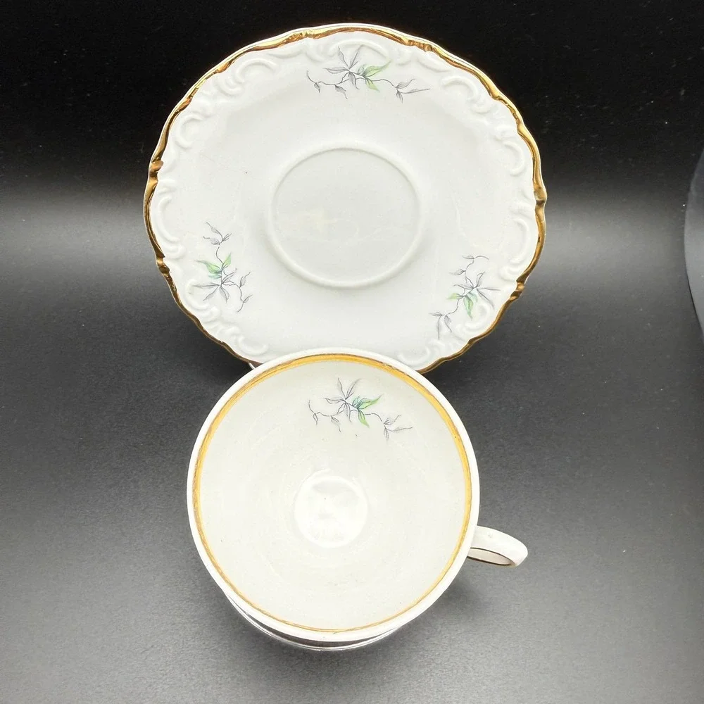 Winterling Green Ming Demitasse Cup Saucer Bavaria Germany Gold Trim